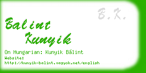 balint kunyik business card